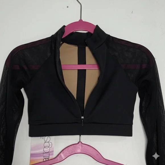 BalTogs High-Waist Mesh Crop Top and Briefs Set Black Dance Dancewear - Picture 4 of 6